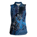 Personalised Autism Awareness Women Sleeveless Polo Shirt Hope Ribbon And Aboriginal Patterns
