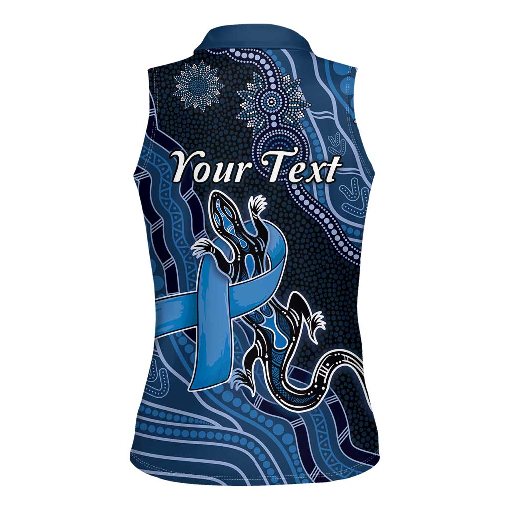 Personalised Autism Awareness Women Sleeveless Polo Shirt Hope Ribbon And Aboriginal Patterns