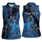 Personalised Autism Awareness Women Sleeveless Polo Shirt Hope Ribbon And Aboriginal Patterns