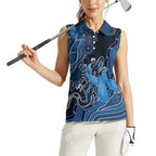 Personalised Autism Awareness Women Sleeveless Polo Shirt Hope Ribbon And Aboriginal Patterns