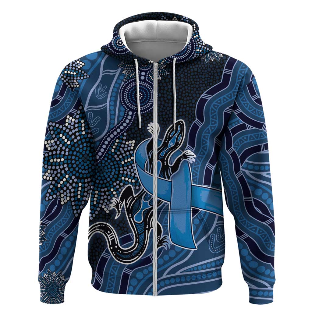 Personalised Autism Awareness Zip Hoodie Hope Ribbon And Aboriginal Patterns