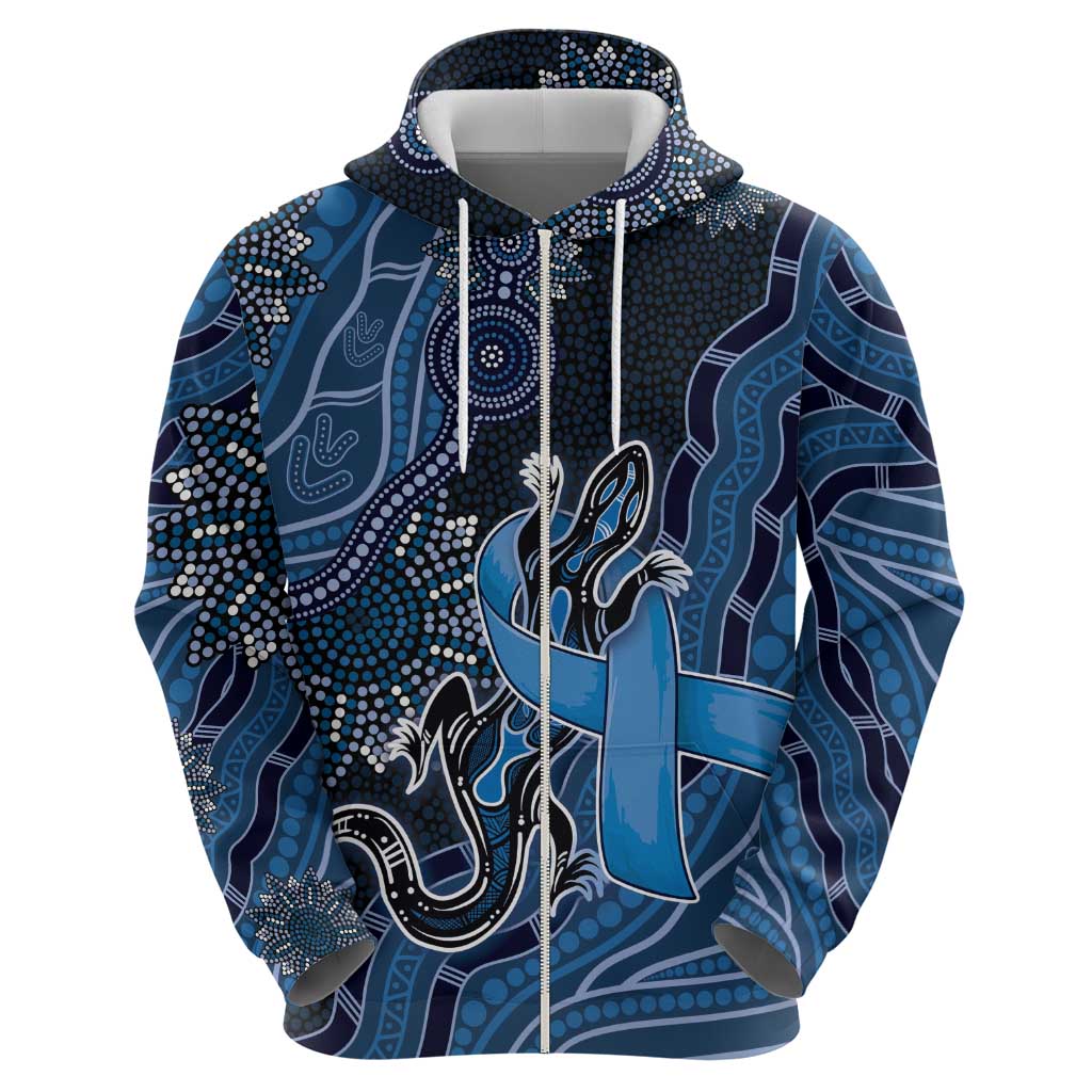 Personalised Autism Awareness Zip Hoodie Hope Ribbon And Aboriginal Patterns