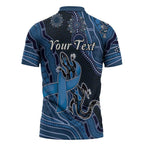 Personalised Autism Awareness Zipper Polo Shirt Hope Ribbon And Aboriginal Patterns