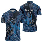 Personalised Autism Awareness Zipper Polo Shirt Hope Ribbon And Aboriginal Patterns