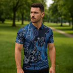 Personalised Autism Awareness Zipper Polo Shirt Hope Ribbon And Aboriginal Patterns