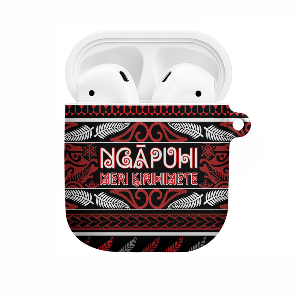Ngapuhi Aotearoa Meri Kirihimete AirPods Case Maori Silver Fern Koru Tribal Pattern