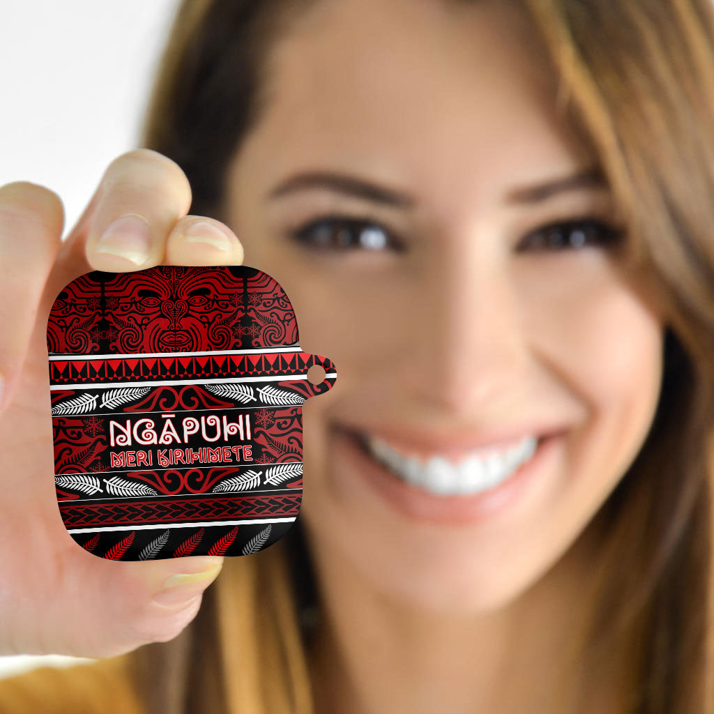 Ngapuhi Aotearoa Meri Kirihimete AirPods Case Maori Silver Fern Koru Tribal Pattern