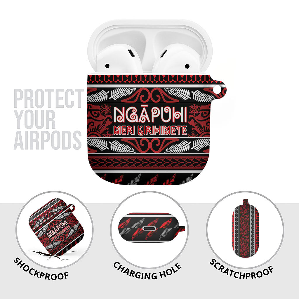 Ngapuhi Aotearoa Meri Kirihimete AirPods Case Maori Silver Fern Koru Tribal Pattern