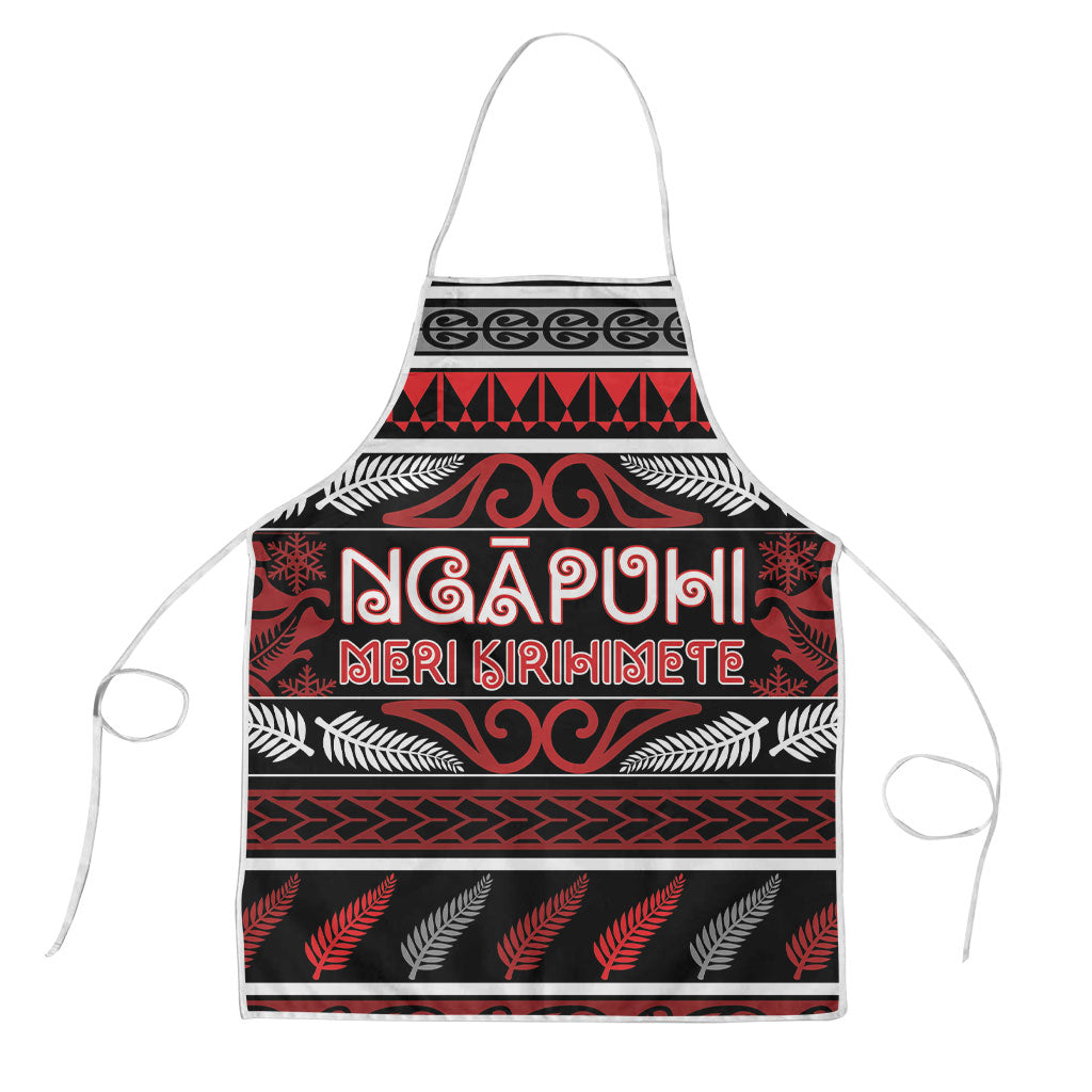 Ngapuhi Aotearoa Meri Kirihimete Apron Maori Silver Fern Koru Tribal Pattern