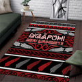 Ngapuhi Aotearoa Meri Kirihimete Area Rug Maori Silver Fern Koru Tribal Pattern