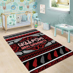 Ngapuhi Aotearoa Meri Kirihimete Area Rug Maori Silver Fern Koru Tribal Pattern