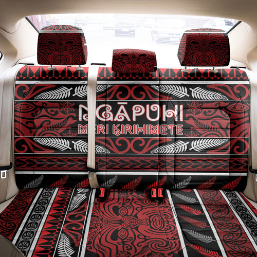 Ngapuhi Aotearoa Meri Kirihimete Back Car Seat Cover Maori Silver Fern Koru Tribal Pattern