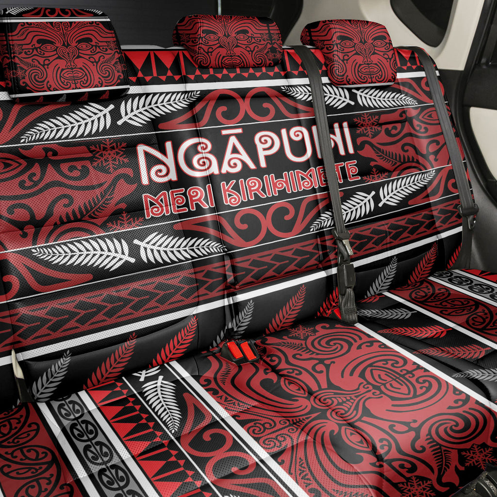 Ngapuhi Aotearoa Meri Kirihimete Back Car Seat Cover Maori Silver Fern Koru Tribal Pattern