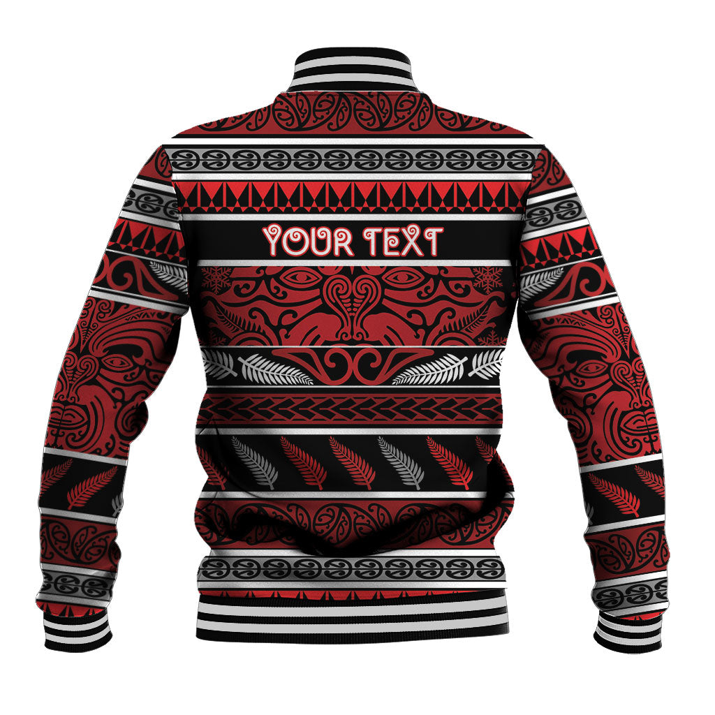 Personalised Ngapuhi Aotearoa Meri Kirihimete Baseball Jacket Maori Silver Fern Koru Tribal Pattern