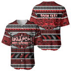 Personalised Ngapuhi Aotearoa Meri Kirihimete Baseball Jersey Maori Silver Fern Koru Tribal Pattern