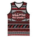 Personalised Ngapuhi Aotearoa Meri Kirihimete Basketball Jersey Maori Silver Fern Koru Tribal Pattern