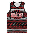 Personalised Ngapuhi Aotearoa Meri Kirihimete Basketball Jersey Maori Silver Fern Koru Tribal Pattern