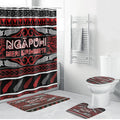 Ngapuhi Aotearoa Meri Kirihimete Bathroom Set Maori Silver Fern Koru Tribal Pattern