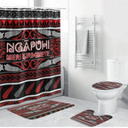Ngapuhi Aotearoa Meri Kirihimete Bathroom Set Maori Silver Fern Koru Tribal Pattern