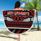Ngapuhi Aotearoa Meri Kirihimete Beach Blanket Maori Silver Fern Koru Tribal Pattern