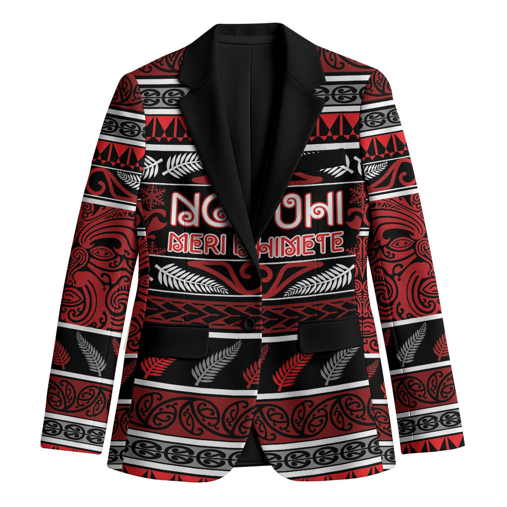 Personalised Ngapuhi Aotearoa Meri Kirihimete Blazer Maori Silver Fern Koru Tribal Pattern
