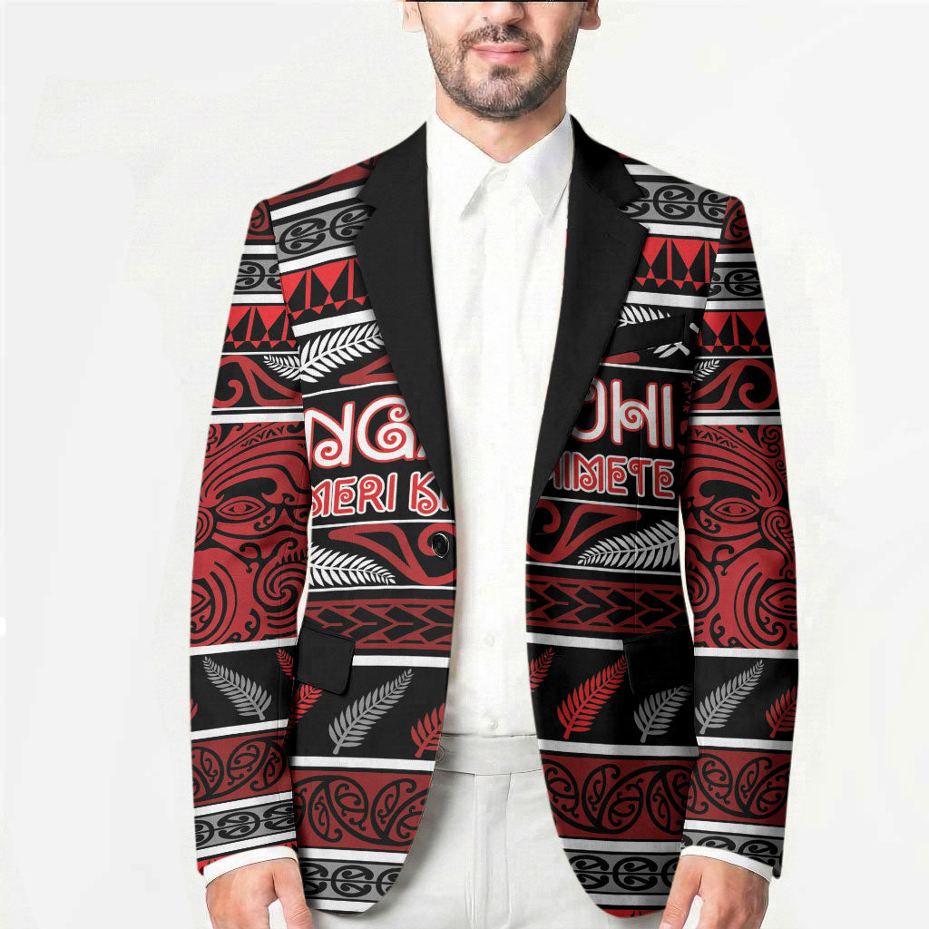 Personalised Ngapuhi Aotearoa Meri Kirihimete Blazer Maori Silver Fern Koru Tribal Pattern