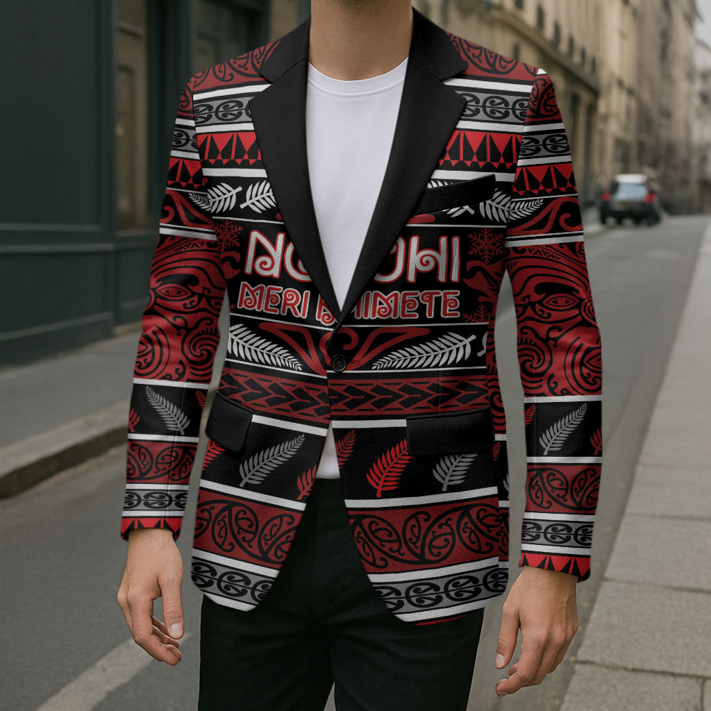 Personalised Ngapuhi Aotearoa Meri Kirihimete Blazer Maori Silver Fern Koru Tribal Pattern