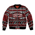 Personalised Ngapuhi Aotearoa Meri Kirihimete Bomber Jacket Maori Silver Fern Koru Tribal Pattern