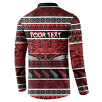 Personalised Ngapuhi Aotearoa Meri Kirihimete Button Sweatshirt Maori Silver Fern Koru Tribal Pattern