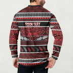 Personalised Ngapuhi Aotearoa Meri Kirihimete Button Sweatshirt Maori Silver Fern Koru Tribal Pattern