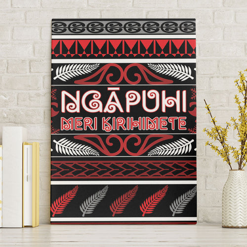 Ngapuhi Aotearoa Meri Kirihimete Canvas Wall Art Maori Silver Fern Koru Tribal Pattern