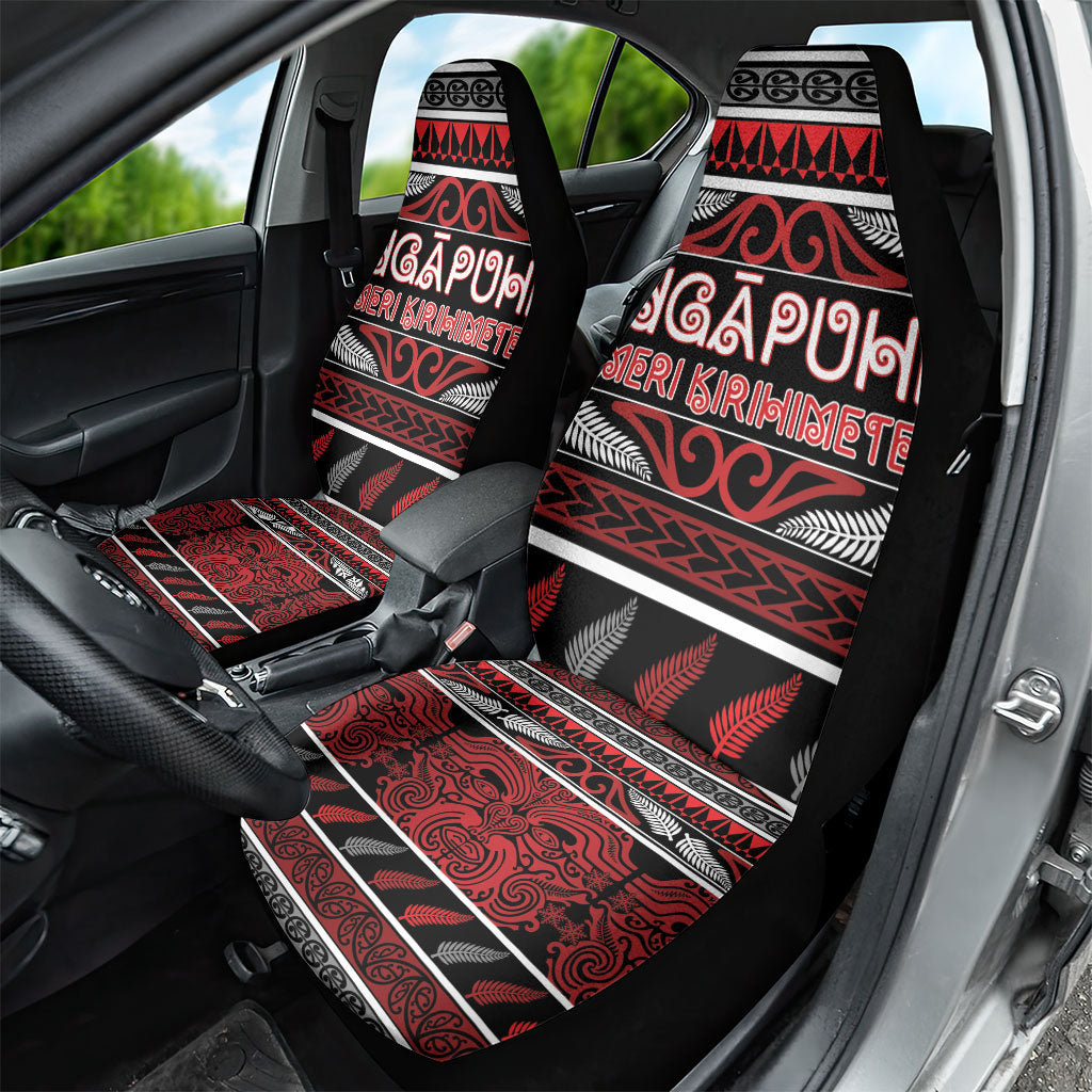 Ngapuhi Aotearoa Meri Kirihimete Car Seat Cover Maori Silver Fern Koru Tribal Pattern
