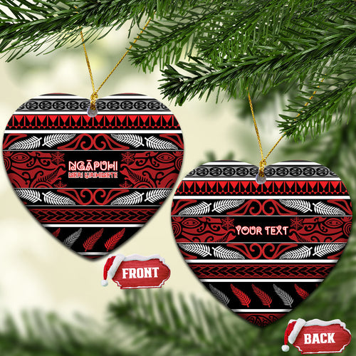Personalised Ngapuhi Aotearoa Meri Kirihimete Ceramic Ornament Maori Silver Fern Koru Tribal Pattern