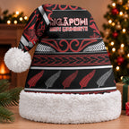 Personalised Ngapuhi Aotearoa Meri Kirihimete Christmas Santa Hat Maori Silver Fern Koru Tribal Pattern