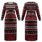 Personalised Ngapuhi Aotearoa Meri Kirihimete Couples Matching Long Sleeve Bodycon Dress and Long Sleeve Button Shirt Maori Silver Fern Koru Tribal Pattern