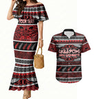 Personalised Ngapuhi Aotearoa Meri Kirihimete Couples Matching Mermaid Dress and Hawaiian Shirt Maori Silver Fern Koru Tribal Pattern