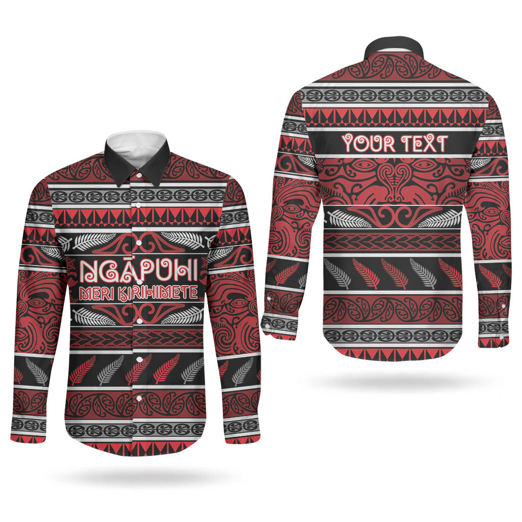 Personalised Ngapuhi Aotearoa Meri Kirihimete Couples Matching Off Shoulder Maxi Dress and Long Sleeve Button Shirt Maori Silver Fern Koru Tribal Pattern