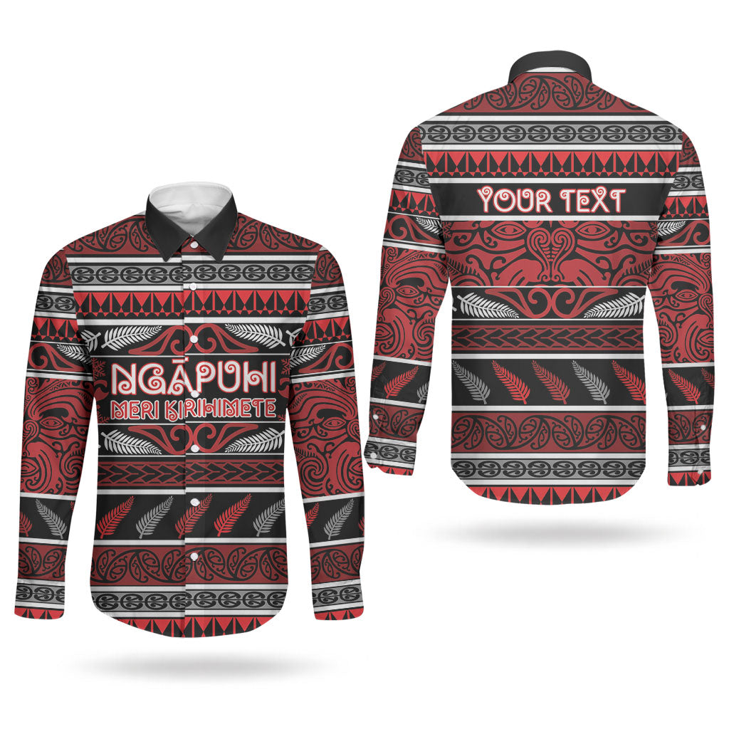 Personalised Ngapuhi Aotearoa Meri Kirihimete Couples Matching Off Shoulder Short Dress and Long Sleeve Button Shirt Maori Silver Fern Koru Tribal Pattern