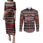 Personalised Ngapuhi Aotearoa Meri Kirihimete Couples Matching Puletasi and Long Sleeve Button Shirt Maori Silver Fern Koru Tribal Pattern