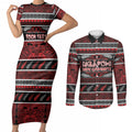 Personalised Ngapuhi Aotearoa Meri Kirihimete Couples Matching Short Sleeve Bodycon Dress and Long Sleeve Button Shirt Maori Silver Fern Koru Tribal Pattern
