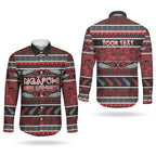 Personalised Ngapuhi Aotearoa Meri Kirihimete Couples Matching Short Sleeve Bodycon Dress and Long Sleeve Button Shirt Maori Silver Fern Koru Tribal Pattern
