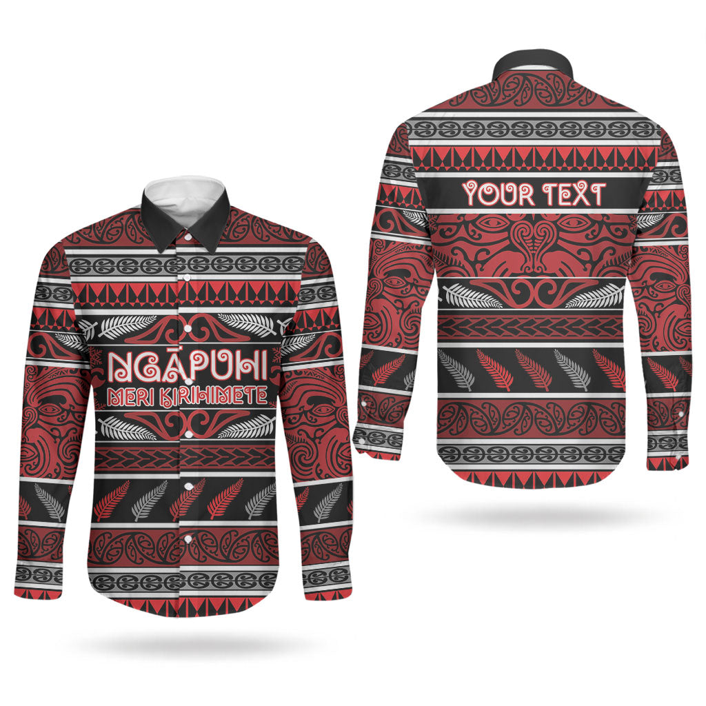 Personalised Ngapuhi Aotearoa Meri Kirihimete Couples Matching Short Sleeve Bodycon Dress and Long Sleeve Button Shirt Maori Silver Fern Koru Tribal Pattern