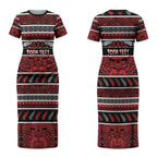 Personalised Ngapuhi Aotearoa Meri Kirihimete Couples Matching Short Sleeve Bodycon Dress and Long Sleeve Button Shirt Maori Silver Fern Koru Tribal Pattern