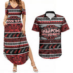 Personalised Ngapuhi Aotearoa Meri Kirihimete Couples Matching Summer Maxi Dress and Hawaiian Shirt Maori Silver Fern Koru Tribal Pattern