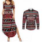 Personalised Ngapuhi Aotearoa Meri Kirihimete Couples Matching Summer Maxi Dress and Long Sleeve Button Shirt Maori Silver Fern Koru Tribal Pattern
