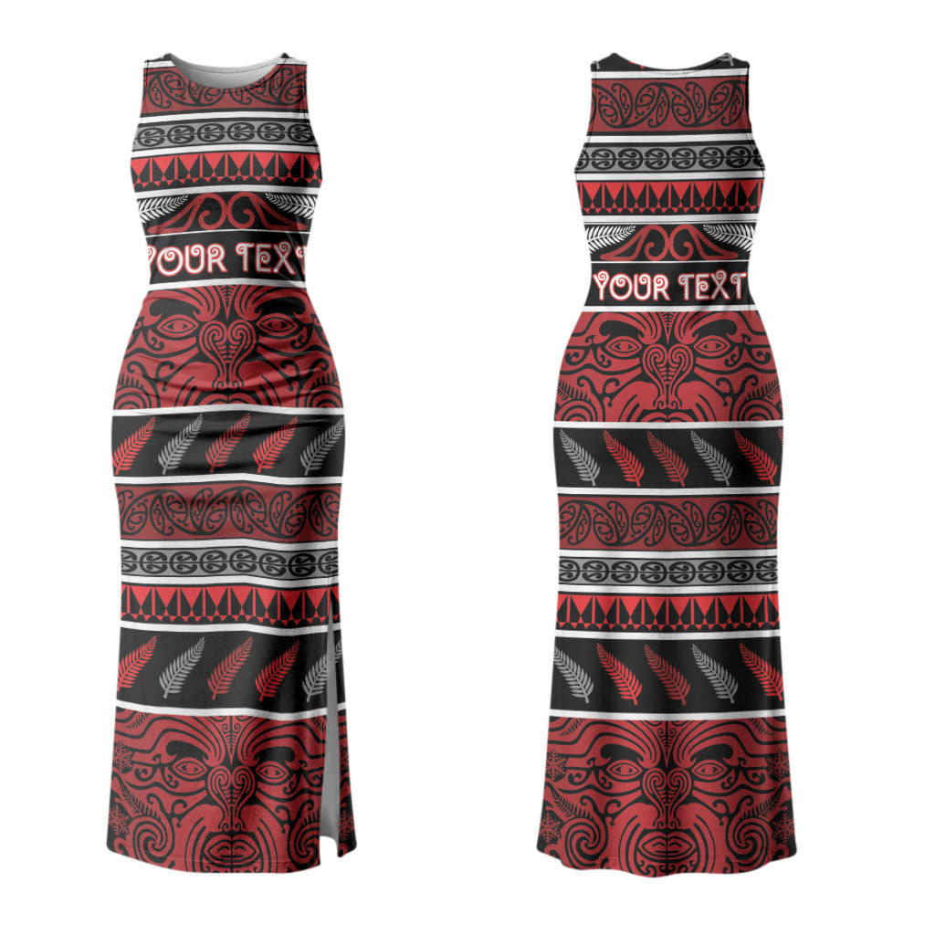 Personalised Ngapuhi Aotearoa Meri Kirihimete Couples Matching Tank Maxi Dress and Hawaiian Shirt Maori Silver Fern Koru Tribal Pattern