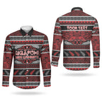 Personalised Ngapuhi Aotearoa Meri Kirihimete Couples Matching Tank Maxi Dress and Long Sleeve Button Shirt Maori Silver Fern Koru Tribal Pattern