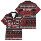 Personalised Ngapuhi Aotearoa Meri Kirihimete Family Matching Off Shoulder Maxi Dress and Hawaiian Shirt Maori Silver Fern Koru Tribal Pattern