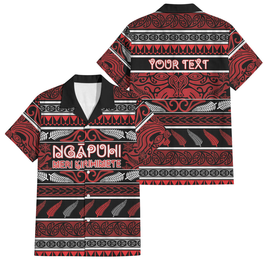Personalised Ngapuhi Aotearoa Meri Kirihimete Family Matching Off Shoulder Maxi Dress and Hawaiian Shirt Maori Silver Fern Koru Tribal Pattern