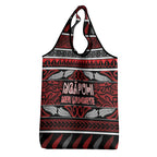 Ngapuhi Aotearoa Meri Kirihimete Grocery Bag Maori Silver Fern Koru Tribal Pattern